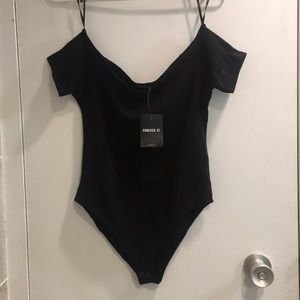 Black Forever 21 Off Shoulder Body Suite